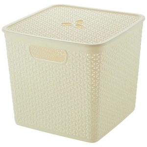 Корзина для хранения Keeplex Rattan со съемной крышкой 21л квадратная 30х30х28см белое облако