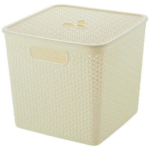 Корзина для хранения Keeplex Rattan со съемной крышкой 21л квадратная 30х30х28см белое облако