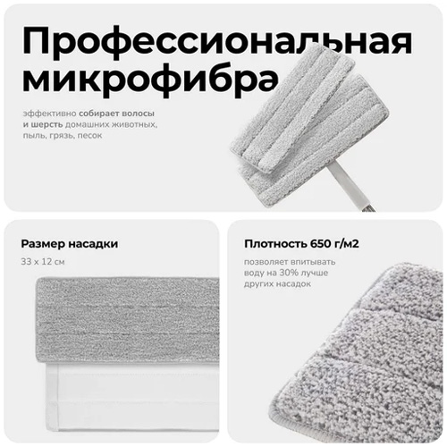 Швабра с отжимом + ведро + 2 насадки ZETTER premium, черный — изображение 5