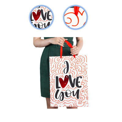 Пакет бумажный I LOVE YOU 30х40см/G — изображение 3