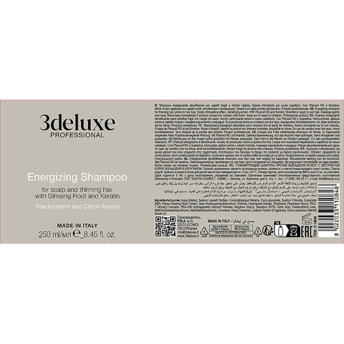 3DeLuXe Energizing Shampoo For Scalp And Thinning Hair With Ginseng Root And Keratin, Тонизирующий шампунь против выпадения волос с экстрактом корня женьшеня и кератином — изображение 2