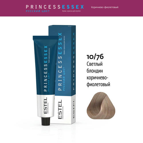 ESTEL PROFESSIONAL, 10/76 краска для волос, светлый блондин коричнево-фиолетовый (снежный лотос) / ESSEX Princess 60 мл — изображение 2