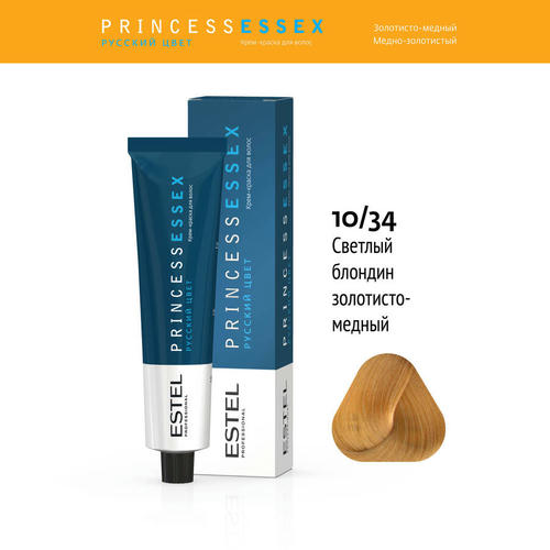 ESTEL PROFESSIONAL, 10/34 краска для волос, светлый блондин золотисто-медный / ESSEX Princess 60 мл — изображение 2