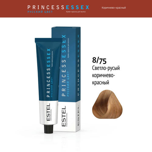 ESTEL PROFESSIONAL, 8/75 краска для волос, светло-русый коричнево-красный / ESSEX Princess 60 мл — изображение 2