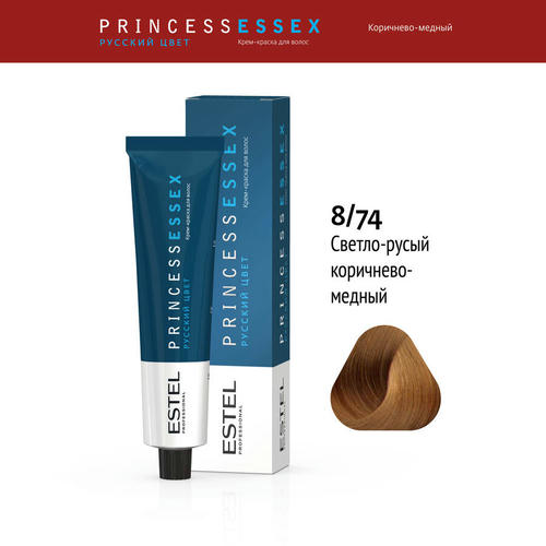 ESTEL PROFESSIONAL, 8/74 краска для волос, светло-русый коричнево-медный (карамель) / ESSEX Princess 60 мл — изображение 2
