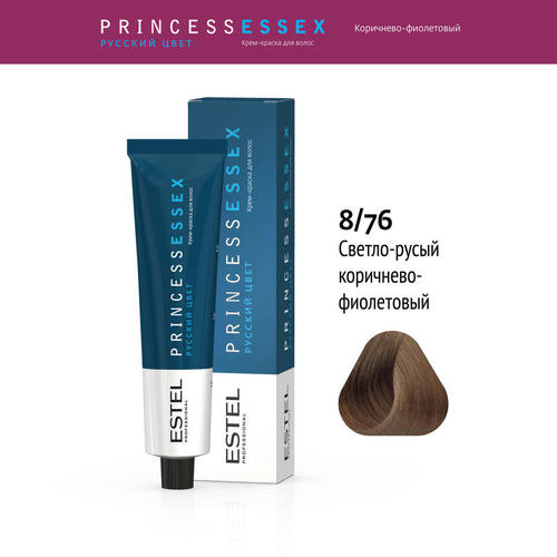 ESTEL PROFESSIONAL, 8/76 краска для волос, светло-русый коричнево-фиолетовый (дымчатый топаз) / ESSEX Princess 60 мл — изображение 2