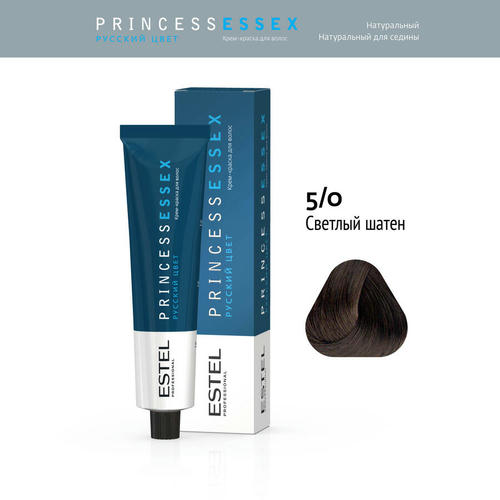 ESTEL PROFESSIONAL, 5/0 краска для волос, светлый шатен / ESSEX Princess 60 мл — изображение 2