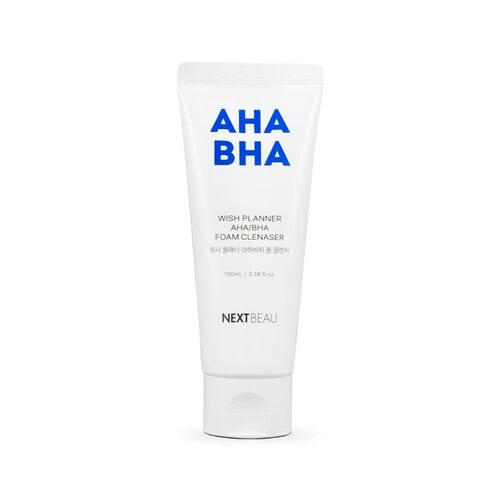 NEXTBEAU Пенка для умывания с AHA/BHA кислотами для проблемной кожи - Wish planner AHA/BHA, 100мл