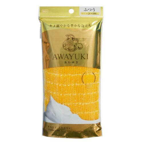 Ohe Массажная мочалка, средней жесткости, объемная желтая, 28*100см – Awayuki, 1шт