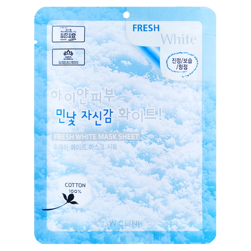 3W Clinic Маска для лица тканевая с ниацинамидом - Fresh white mask sheet, 23г