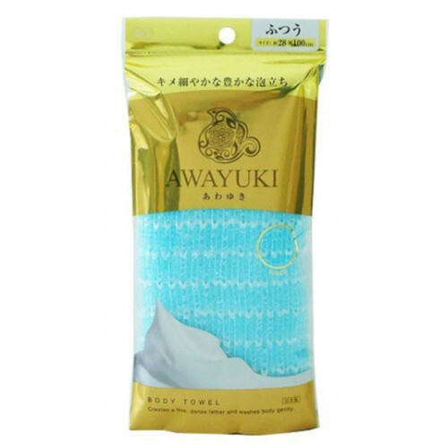 Ohe Массажная мочалка, средней жесткости, объемная голубая, 28*100см – Awayuki, 1шт