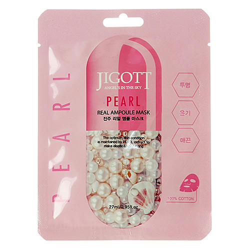Jigott Маска ампульная с экстрактом жемчуга - Pearl real ampoule mask, 27мл