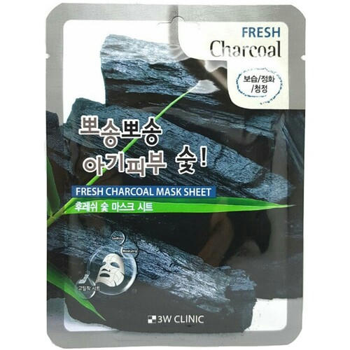 3W Clinic Маска тканевая для лица уголь - Fresh charcoal mask sheet, 23мл