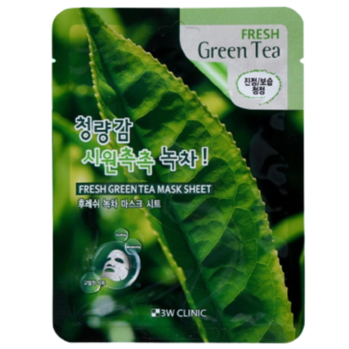 3W Clinic Маска тканевая с экстрактом зеленого чая - Fresh green tea mask sheet, 23мл — изображение 2
