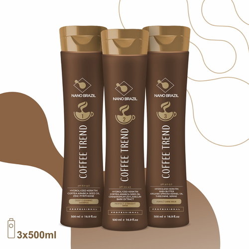 NANO BRAZIL, Набор для волос COFFEE TREND (шаг 1 + шаг 2 + шаг 3), 3х500 мл
