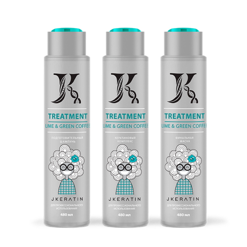 JKERATIN, Набор для молекулярного восстановления волос TREATMENT, 3 х 480 мл