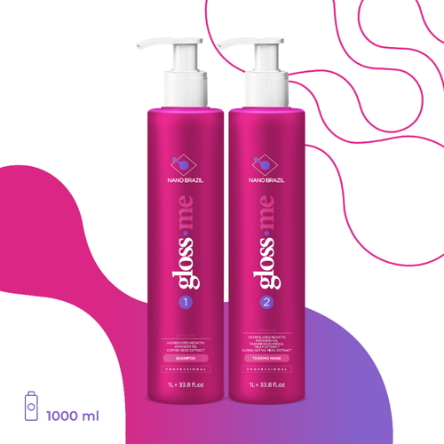NANO BRAZIL, Набор для волос GLOSS ME (шаг 1 + шаг 2), 2х1000 мл