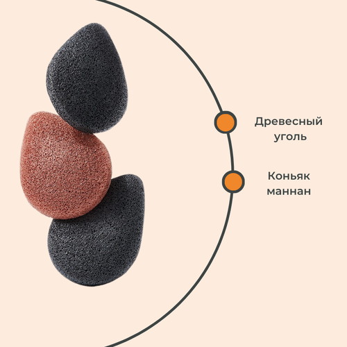 Purito Спонж-конняку с древесным углем Bamboo Charcoal Konjac Sponge 20гр — изображение 2