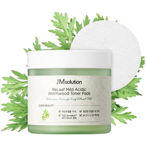 JM Solution Успокаивающие тонер- пэды Releaf mild acidic wormwood toner pads 140мл х 70шт — изображение 2
