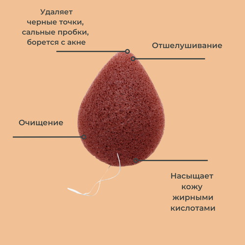 Purito Спонж-конняку с вулканическим пеплом Jeju Volcanic Scoria Konjac Sponge 20гр — изображение 3