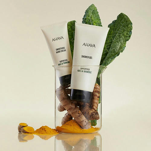 Ahava Гель для душа «Браунколь и Куркума» Kale & Tumeric Superfood Shower Gel 200 мл — изображение 3