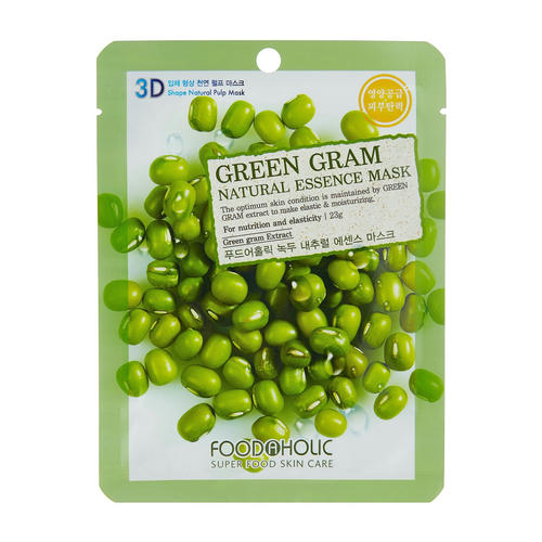 FOODAHOLIC, 3D маска для лица с экстрактом бобов мунг Natural Essence Mask #Green Gram, 23 гр