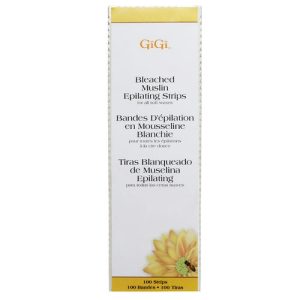 GIGI, Отбеленные миткалевые полоски для эпиляции (большие) Bleached Muslin Strips Large, 100 шт