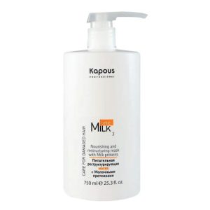 KAPOUS, Питательная реструктурирующая маска с молочными протеинами для волос Milk Line, 750 мл