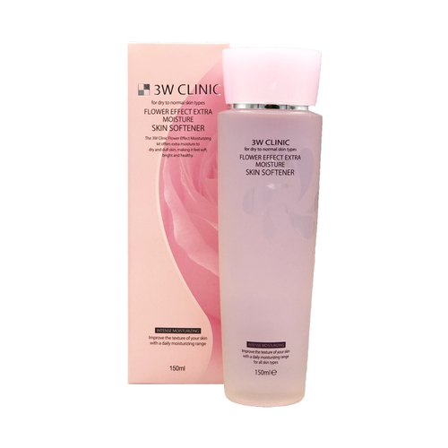 3W CLINIC, Глубокоувлажняющий софтнер с цветочными экстрактами Flower Effect Extra Moisture Skin Softner, 150 мл