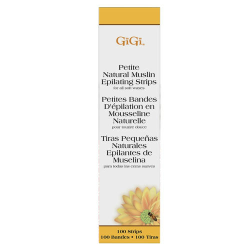 GIGI, Натуральные миткалевые полоски для эпиляции (мини) Natural Muslin Strips Petite, 100 шт