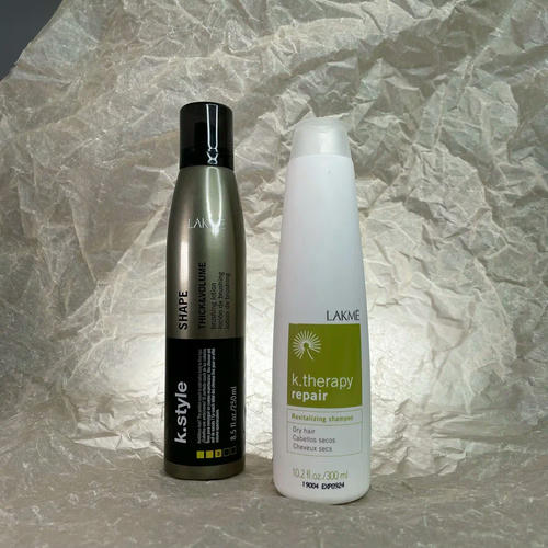 LAKME, Набор LAKME K.Therapy Revitalizing Shampoo Dry Hair Шампунь восстанавливающий для сухих волос, 300 мл + LAKME K.Style Thick&Volume Shape Лосьон для укладки волос, придающий объём, 250 мл