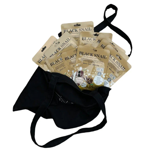 EKEL, Комплект тканевых масок с муцином черной улитки Ultra Hydrating Essence Mask Black Snail, 10 шт