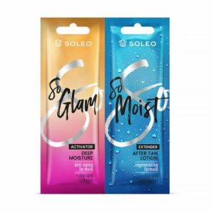 SOLEO, Ускоритель загара с коллагеном + бальзам закрепляющий Glamour, 15 мл + 15 мл