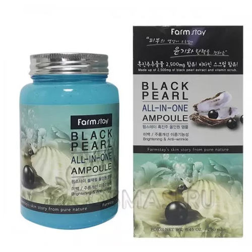 FARMSTAY, Ампульная сыворотка для лица с экстрактом черного жемчуга, Black Pearl All-In One Ampoule, 250 мл — изображение 2