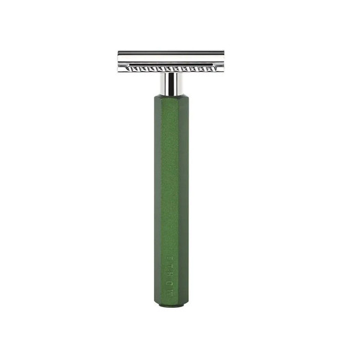 Т-образная бритва MUEHLE HEXAGON, анодированный алюминий, зеленая, closed comb