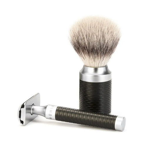 Помазок MUEHLE ROCCA, барсучий ворс высшей категории Silvertip, сталь, черный акцент — изображение 2