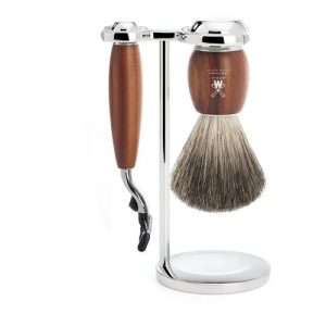 Бритвенный набор MUEHLE VIVO, слива, натуральный барсучий ворс, бритва Mach3
