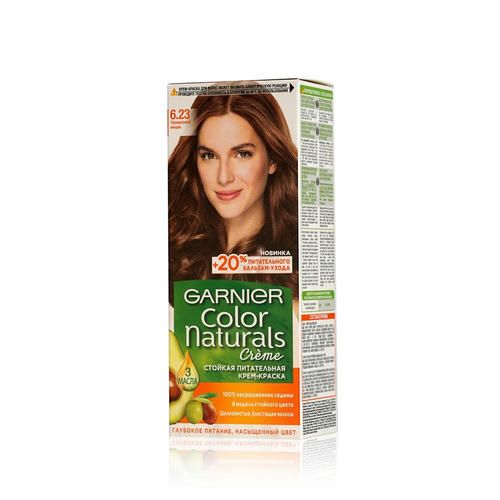Стойкая крем - краска Garnier Color Naturals для волос 6.23 Перламутровый миндаль