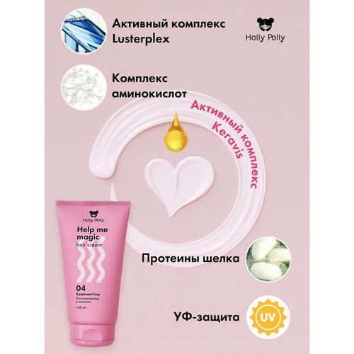 Несмываемый крем - кондиционер для волос Holly Polly Treatment line "Help me Magic Cream" 15 в 1, 150мл — изображение 5