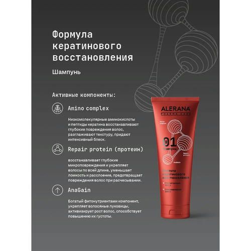 Шампунь для волос Alerana Pharma Care " Формула кератинового восстановления " 260мл — изображение 4