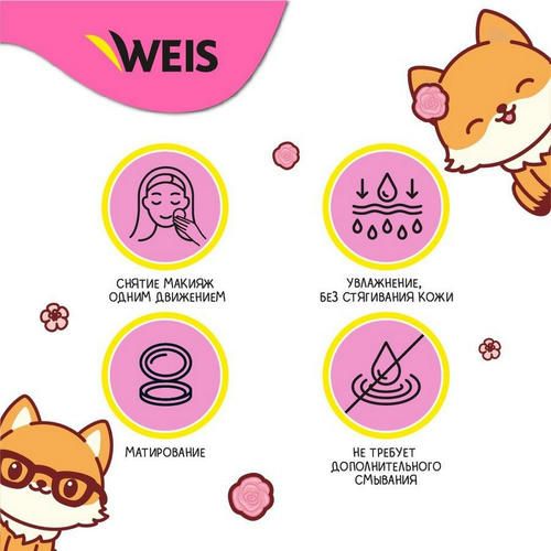 Мицеллярная вода для снятия макияжа с век и губ WEIS "очищение + увлажнение" 250мл — изображение 4