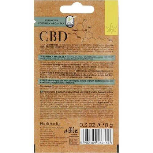 Bielenda CBD Cannabidiol Moisturizing & Detoxifying Mask - Маска для жирной и комбинированной кожи, 8 г. — изображение 2