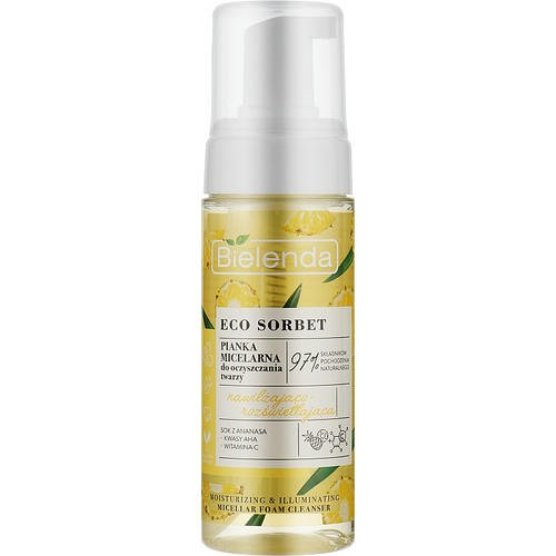 Bielenda Eco Sorbet Moisturizing & Brightening Micellar Cleansing Foam - Увлажняющая и осветляющая мицеллярная пенка для очищения лица, 150 мл.