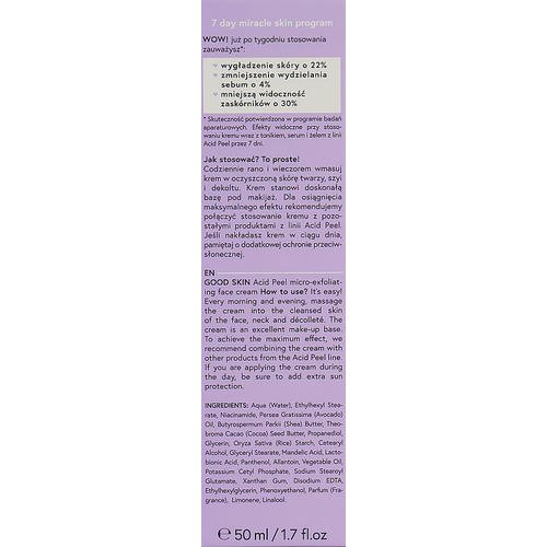Bielenda Good Skin Acid Peel Micro-Exfoliating Face Cream - Корректирующий и нормализующий микроотшелушивающий крем для лица, 50 мл. — изображение 3