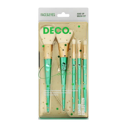 Набор кистей для макияжа `DECO.` GREEN COUTURE в чехле 5 шт