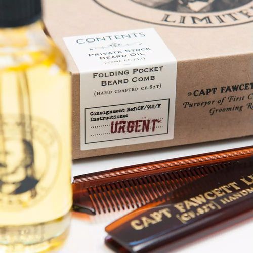 Captain Fawcett Beard Oil & Folding Pocket Beard Comb - Подарочный набор для бороды — изображение 5