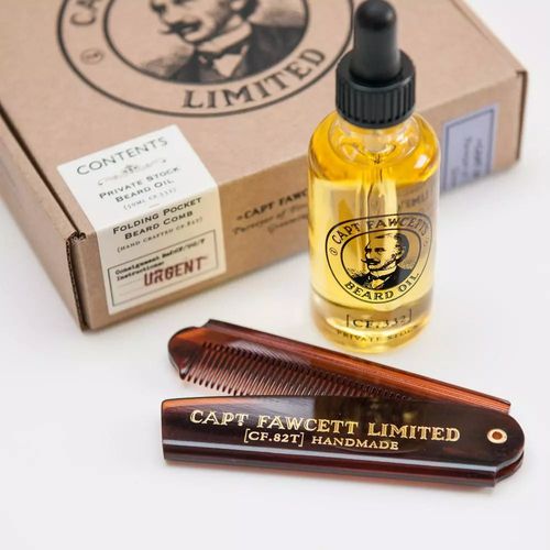 Captain Fawcett Beard Oil & Folding Pocket Beard Comb - Подарочный набор для бороды — изображение 4