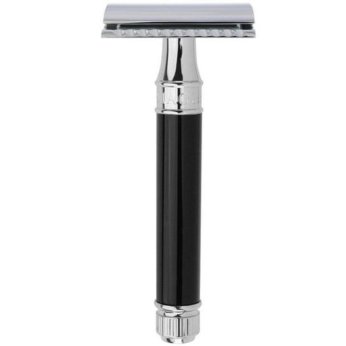 Edwin Jagger Black DE86BL - Т-образный станок для бритья Черная смола Хром