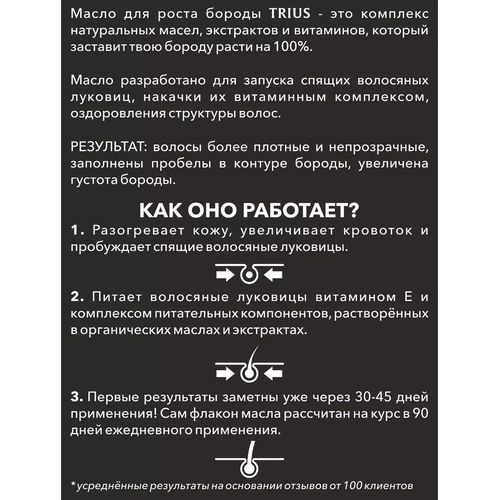 Trius Beard Oil - Масло для роста бороды 50 мл — изображение 5