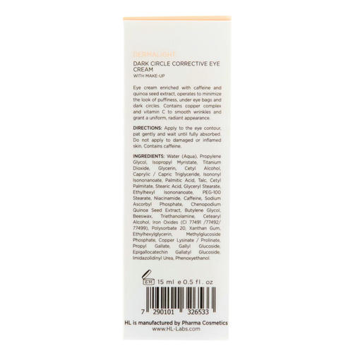 Холи Лэнд Корректирующий крем с тоном DERMALIGHT DARK CIRCLE CORRECTIVE EYE CREAM WITH MAKE-UP, 15 мл (Holyland Laboratories, Dermalight) — изображение 3
